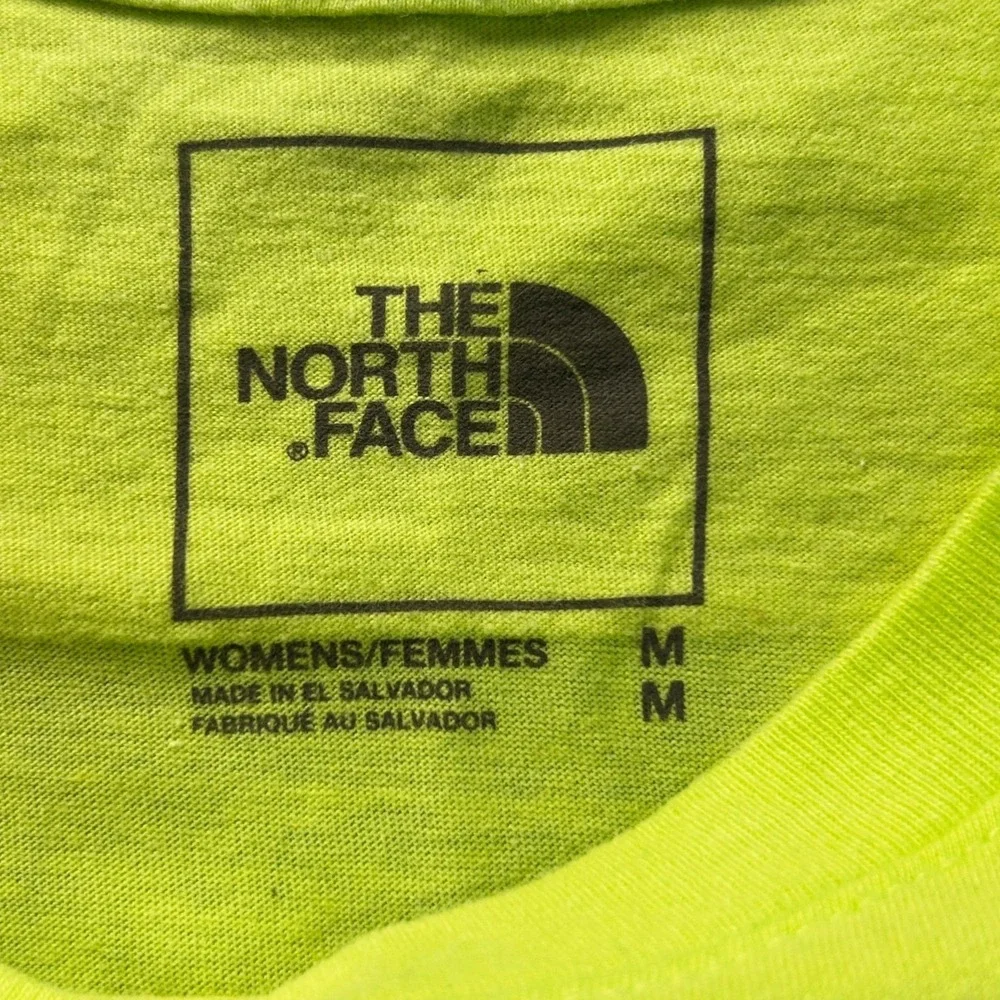 The North Face T Shirt Womens Medium Neon Lime Green Logo Short Sleeve Tee - Picture 3 of 8